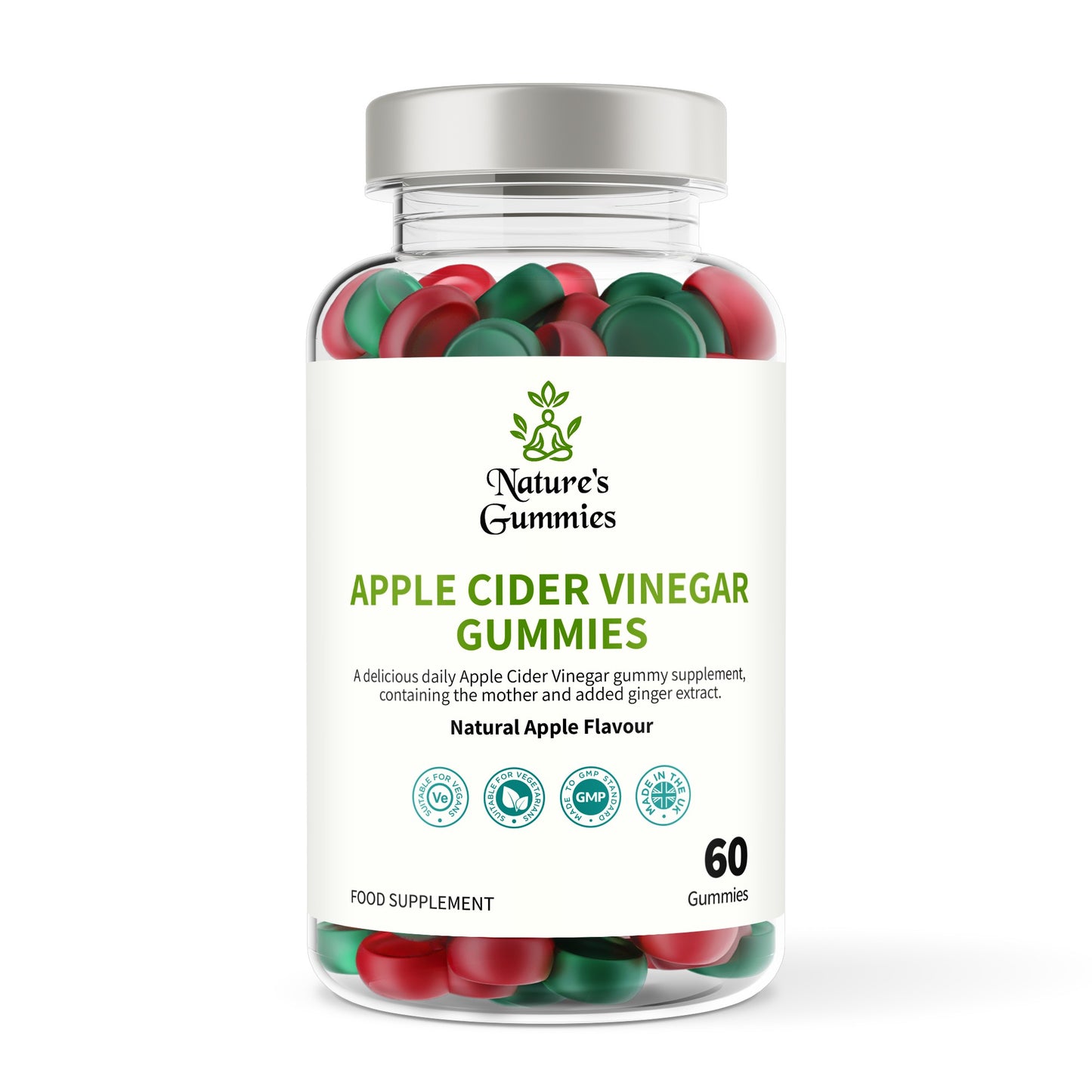 Bottle of Nature's Gummies Apple Cider Vinegar Gummies on a white background