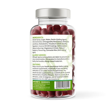 Jar of gummy bears with a label on a white background