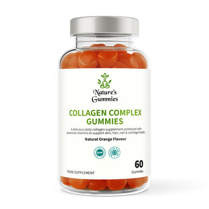 Bottle of Nature's Gummies Collagen Complex Gummies on a white background