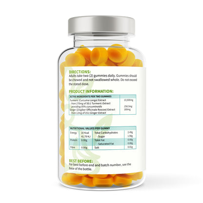 Jar of gummies with a label on a white background