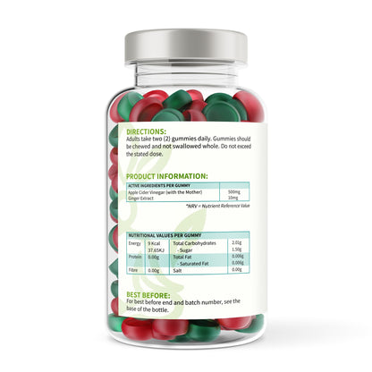 Jar of gummy vitamins with label on a white background